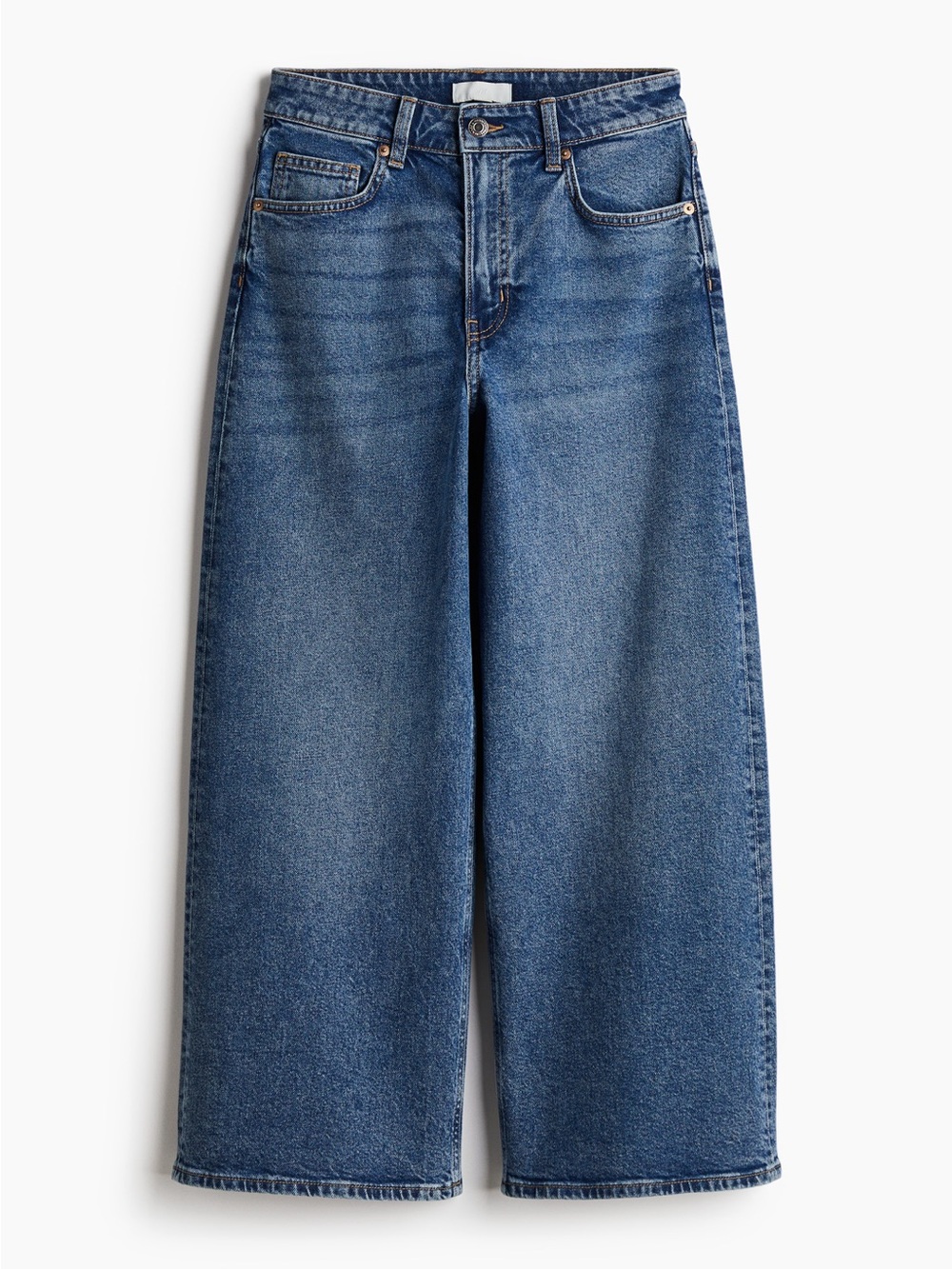 H&M Women's Wide-Leg High-Rise Jeans in Mid Blue